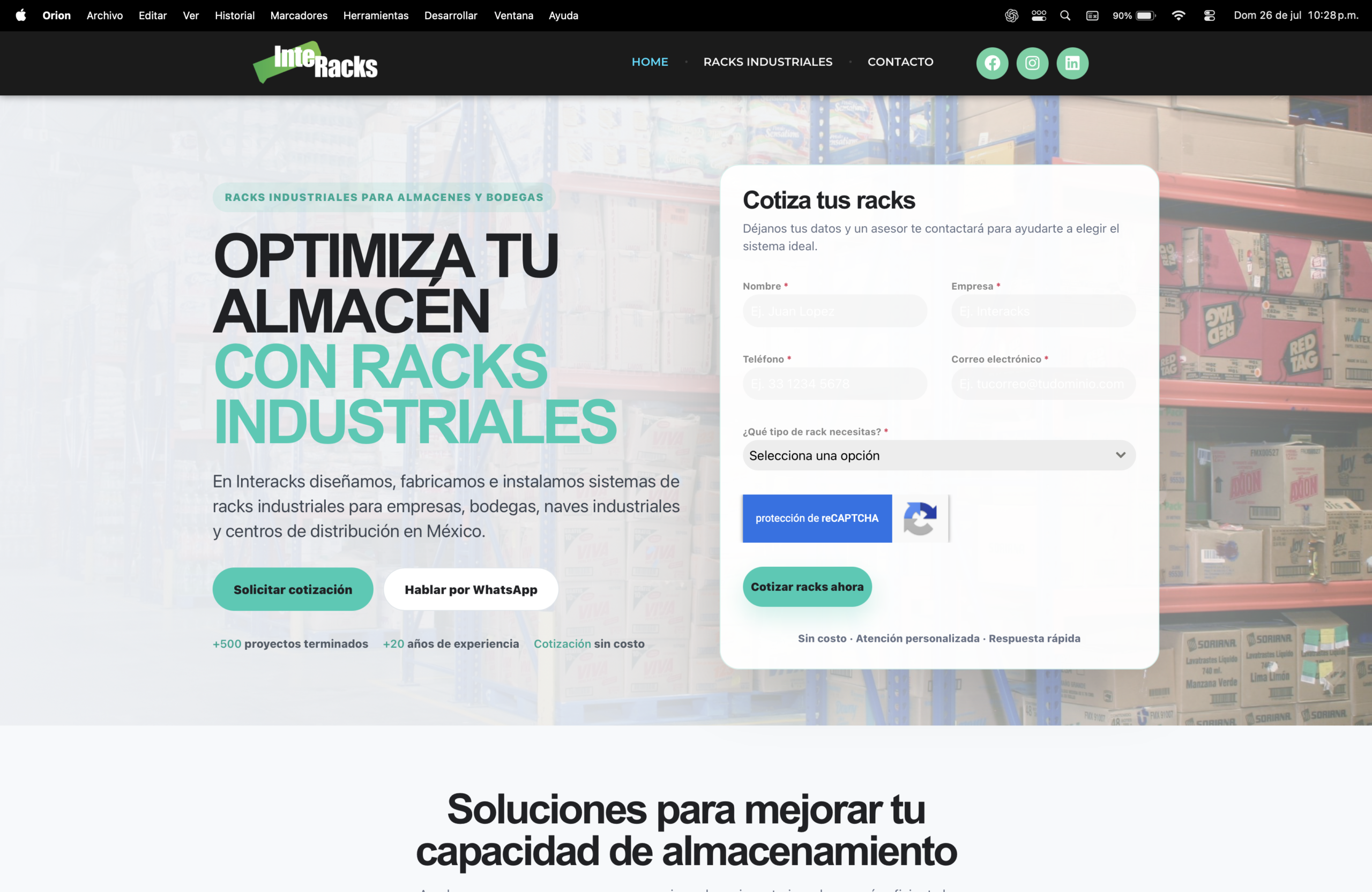 Proyecto digital para Interacks ingeniería de almacenamiento